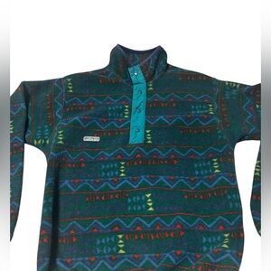 Rare VTG Columbia Fleece Snap Pullover USA Aztec Geometric Pattern Men’s M